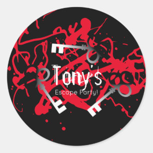 Escape Party Birthday Maze Keys Mystery Classic Round Sticker