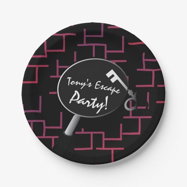 Escape Party Maze Mystery Birthday Paper Plates (Front)
