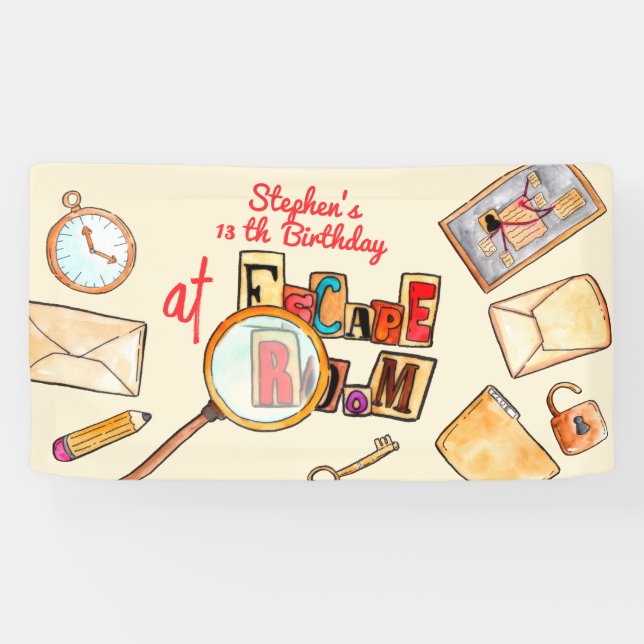Escape room birthday banner (Horizontal)