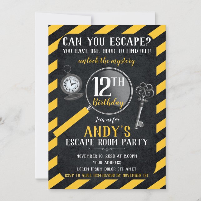Escape Room Birthday Invitation (Front)