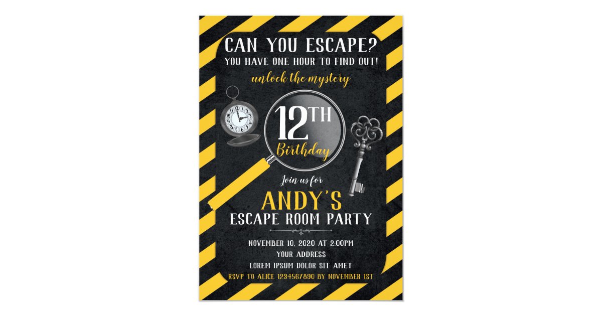 Escape Room Birthday Invitation 