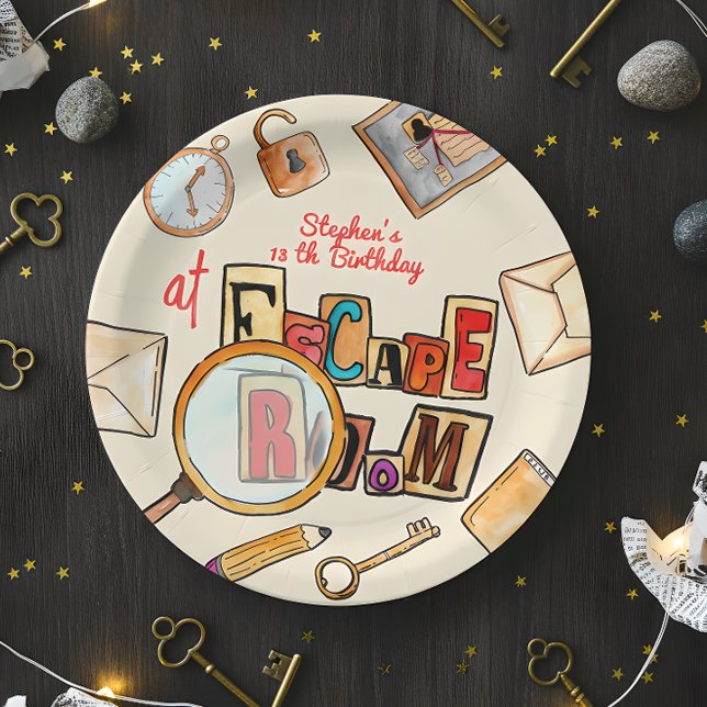 Escape room birthday paper plates (Creator Uploaded)