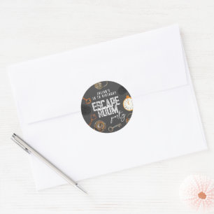 Escape room birthday party classic round sticker