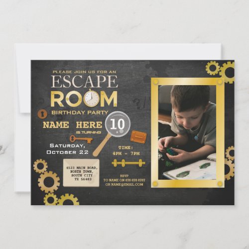 Escape Room Birthday Party Clues Invitation Photo