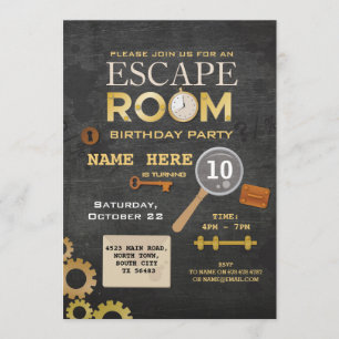 Escape Room Birthday Party Clues Invitation Spy