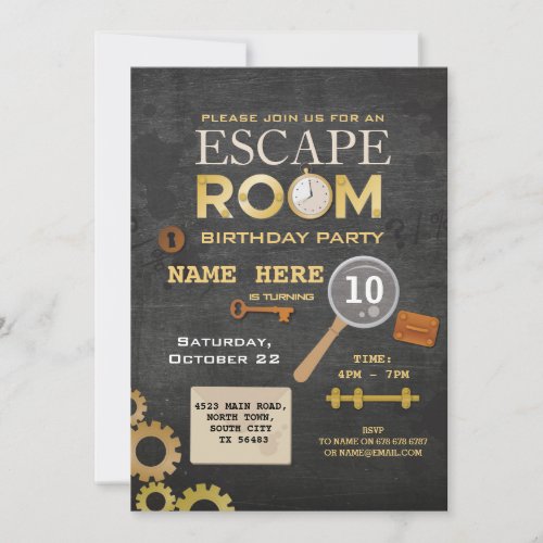 Escape Room Birthday Party Clues Invitation Spy