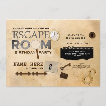Escape Room Birthday Party Clues Photo Spy Invitation by WOWWOWMEOW at Zazzle