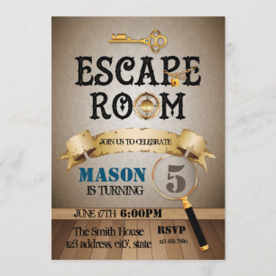 Escape room birthday party invitation