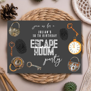 Escape room birthday party invitation