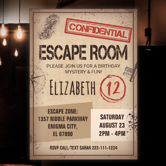 Escape Room Birthday Party Invitation