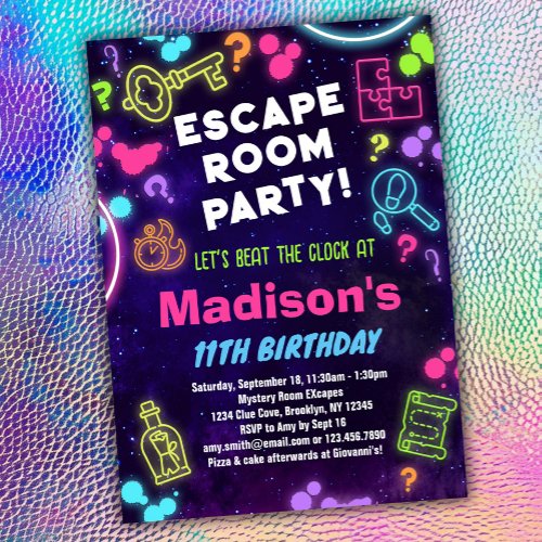 Escape Room Birthday Party Invitation for Kids