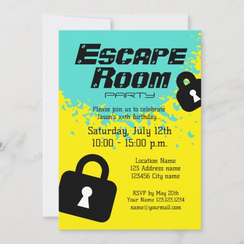 Escape Room Birthday party invitation template