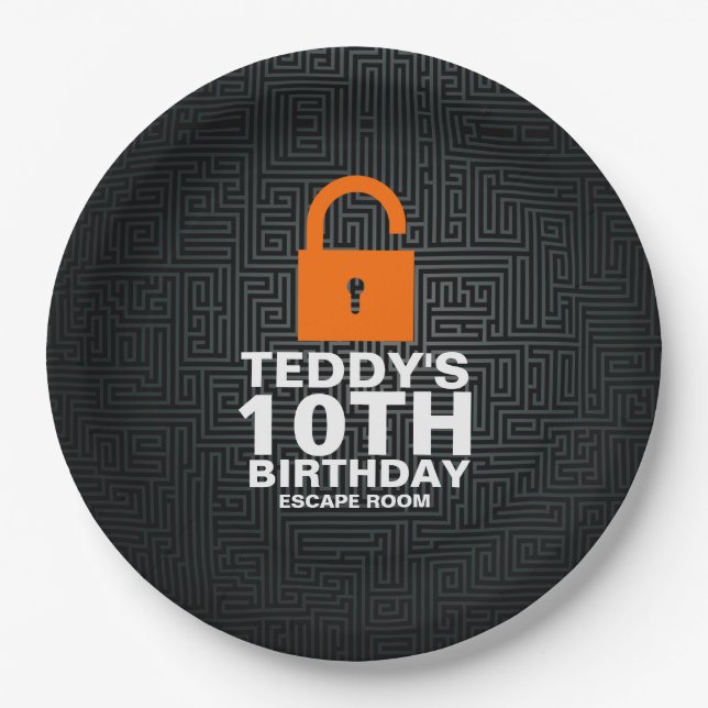 Escape Room Birthday Party Murder Mystery Game Paper Plates (Front)