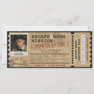 Escape Room Birthday Party Mystery Custom Photo  Invitation