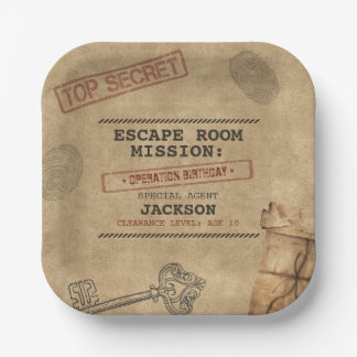 Escape Room Birthday Party Mystery Custom Vintage Paper Plates