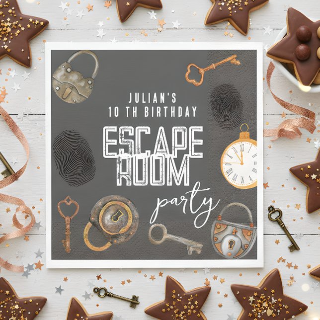 Escape room birthday party napkins (Creator Uploaded)