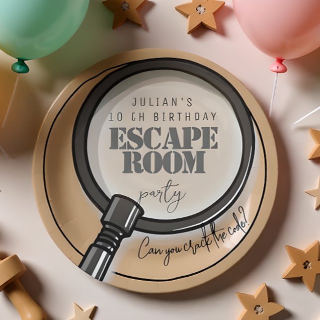 Escape room birthday party paper plates (Creator Uploaded)