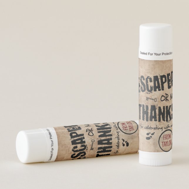 Escape Room Birthday Party Thank You Favor Lip Balm (Front)