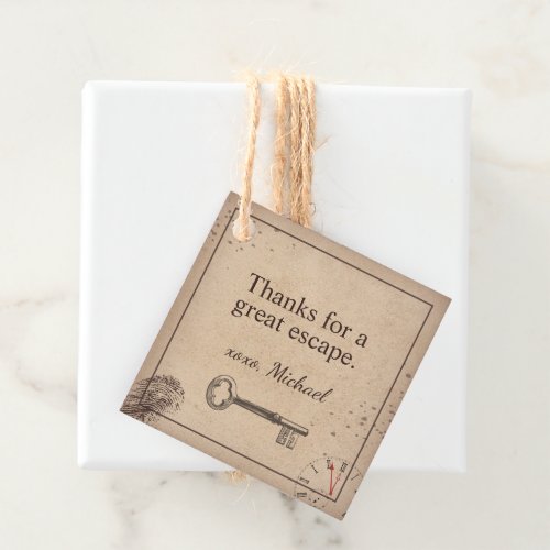 Escape Room birthday party thank you Favor Tags