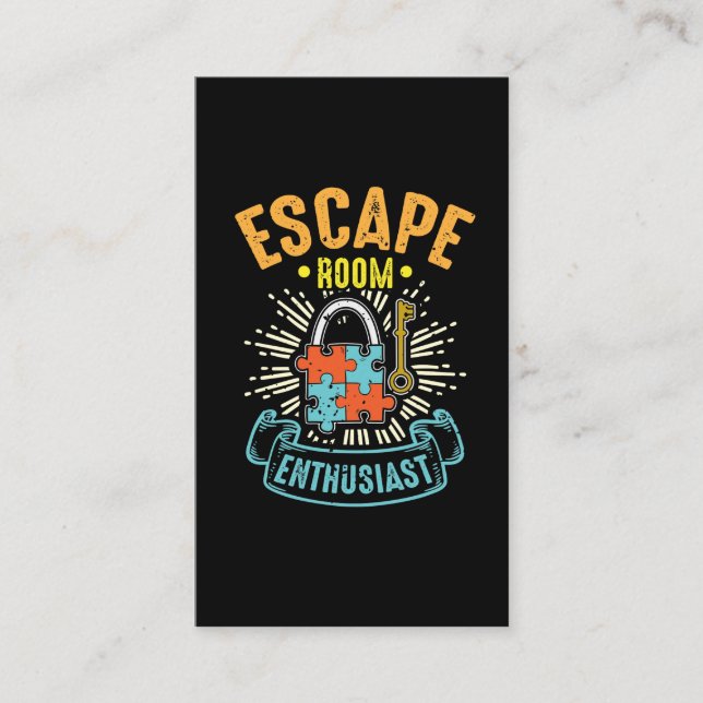 Escape Room Enthusiast Puzzle Game Adventure Business Card (Front)