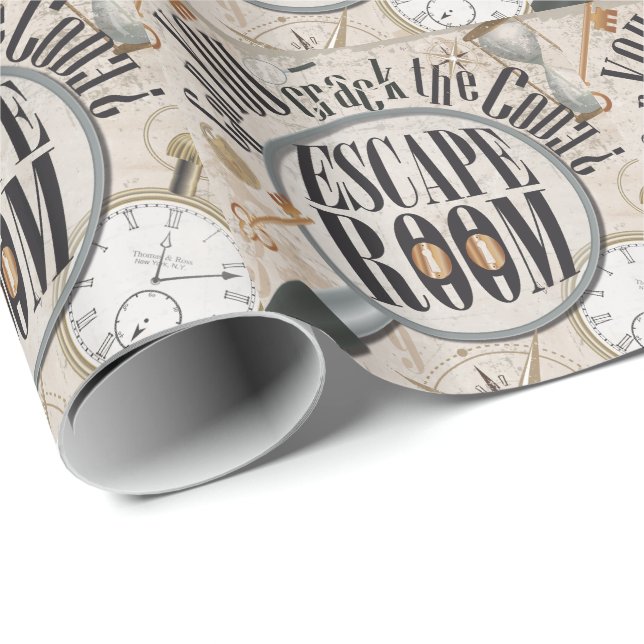 Escape Room Game Scavenger Hunt Puzzle Birthday Wrapping Paper (Roll Corner)