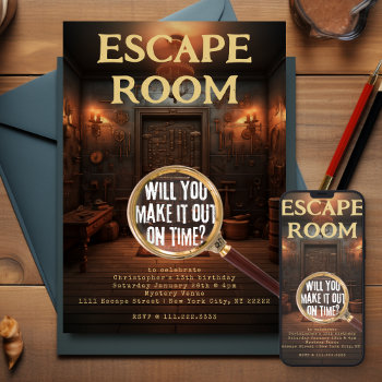 Escape Room Games Birthday Party Invitation by KacaoPrints at Zazzle