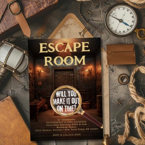 Escape Room Games Birthday Party Invitation