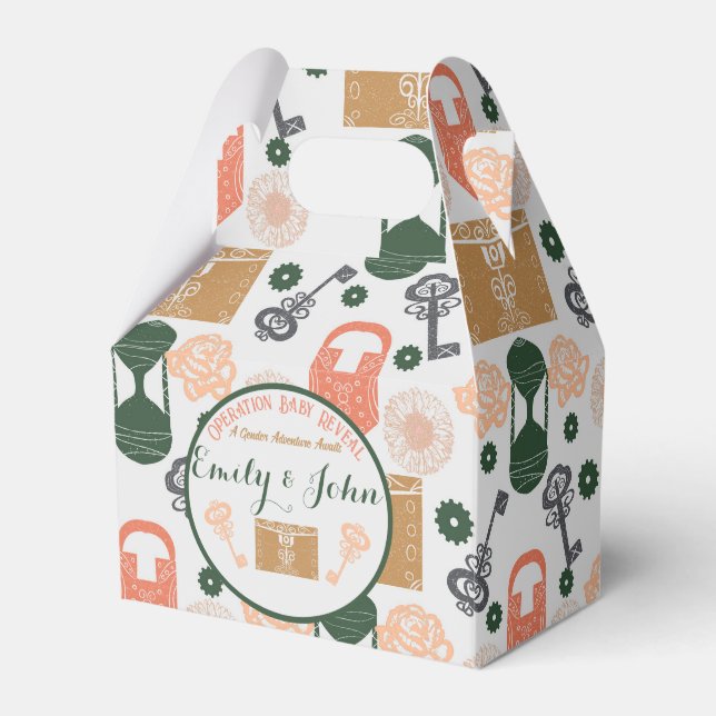 Escape Room Gender Reveal Baby Shower Favor Boxes (Front Side)