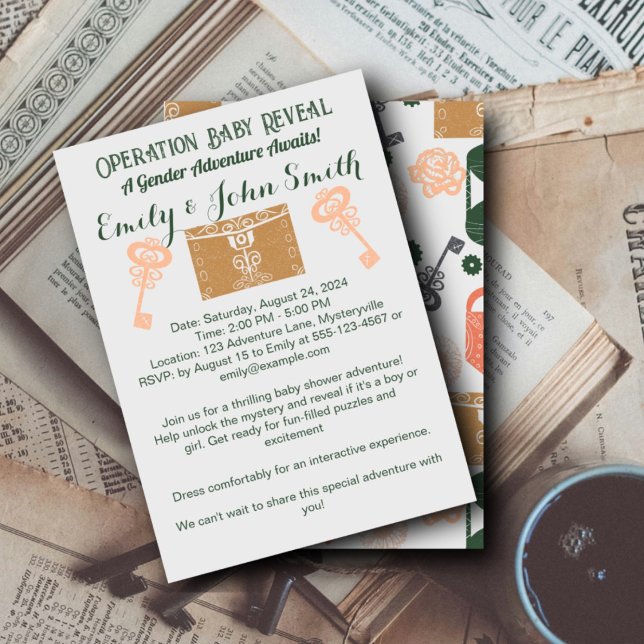 Escape Room Gender Reveal Baby Shower Gold Invitation (Creator Uploaded)