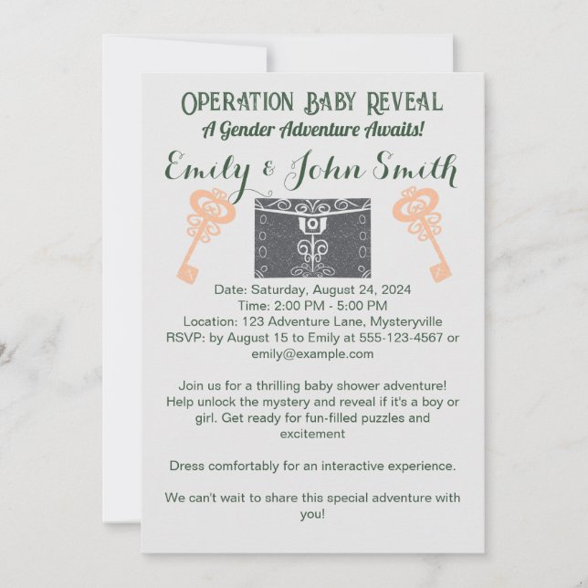 Escape Room Gender Reveal Baby Shower Gray Invitation (Front)