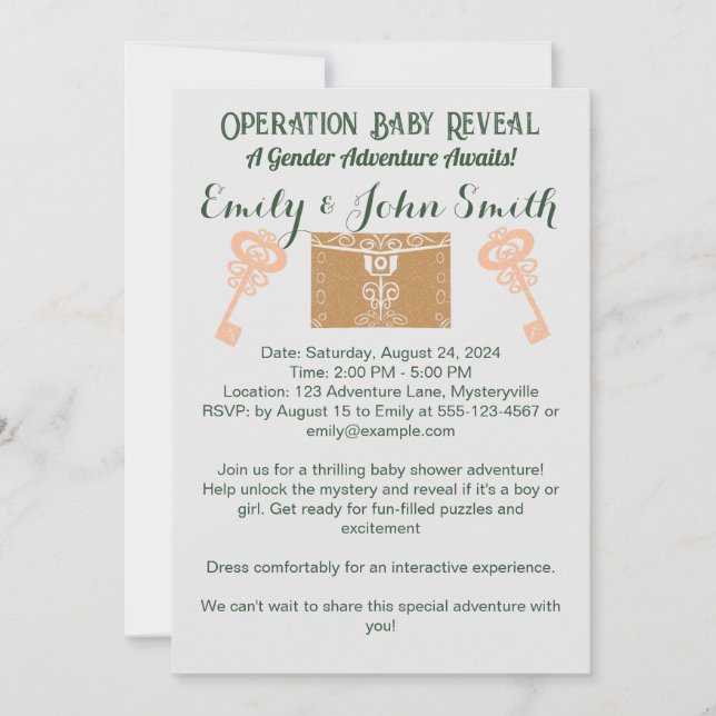 Escape Room Gender Reveal Baby Shower  Invitation (Front)