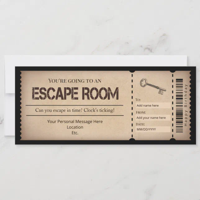 Escape Room T Ticket Voucher Template Zazzle