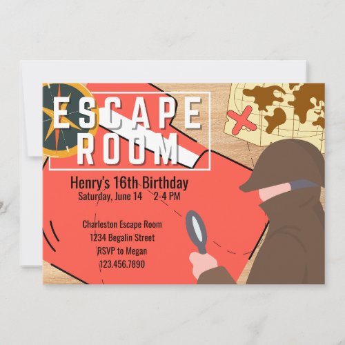 Escape Room Invitation Steampunk Mystery Birthday 