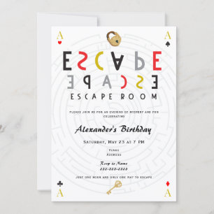 Escape Room Mystery Birthday Party  Invitation