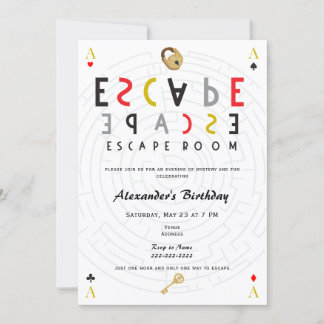 Escape Room Mystery Birthday Party  Invitation