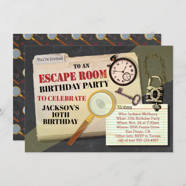 escape-room-mystery-spy-birthday-party-invitation-zazzle for Escape Room Birthday Party Invitations Free Printable Escape Room Mystery Spy Birthday Party Invitation | Zazzle for Escape Room Birthday Party Invitations Free Printable