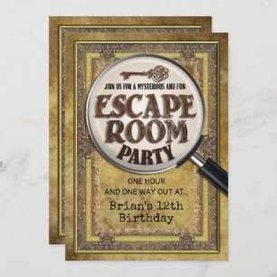 Escape Room Party Front and Back Invitation