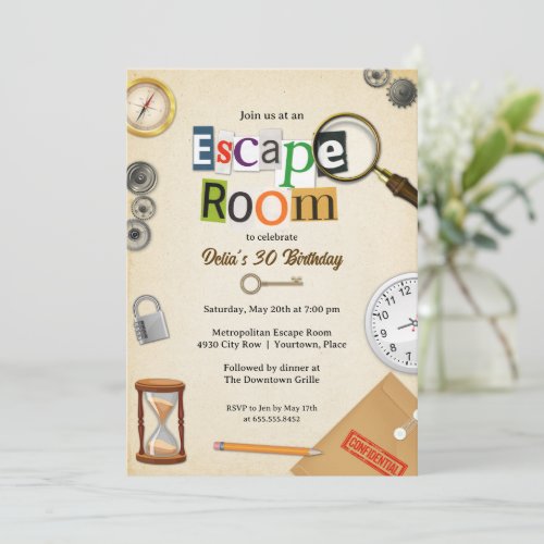 Escape Room Party Invitation