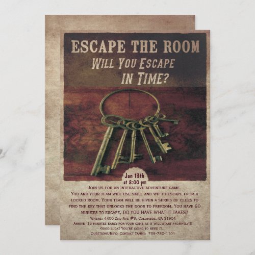 Escape Room Party Invitation