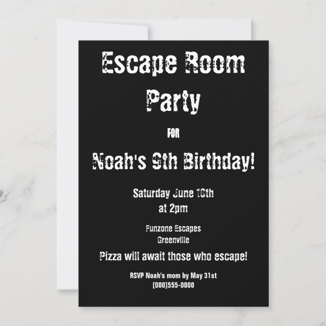 "Escape Room" Party Invitation (Front)