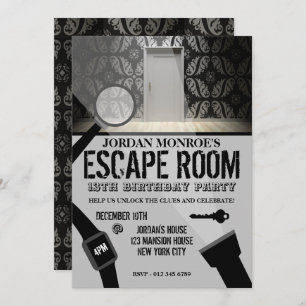 Escape Room, Patterned Birthday Party Invitation