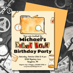 Escape Room Spy Mystery Birthday Invitation