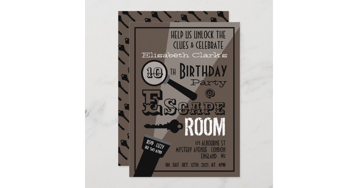 Escape Room, Stylish Birthday Party Invitation