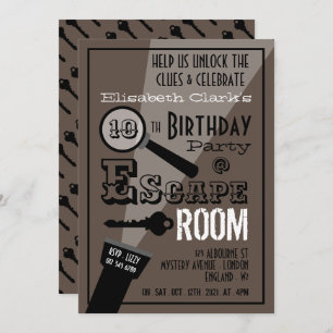 Escape Room, Stylish Birthday Party Invitation
