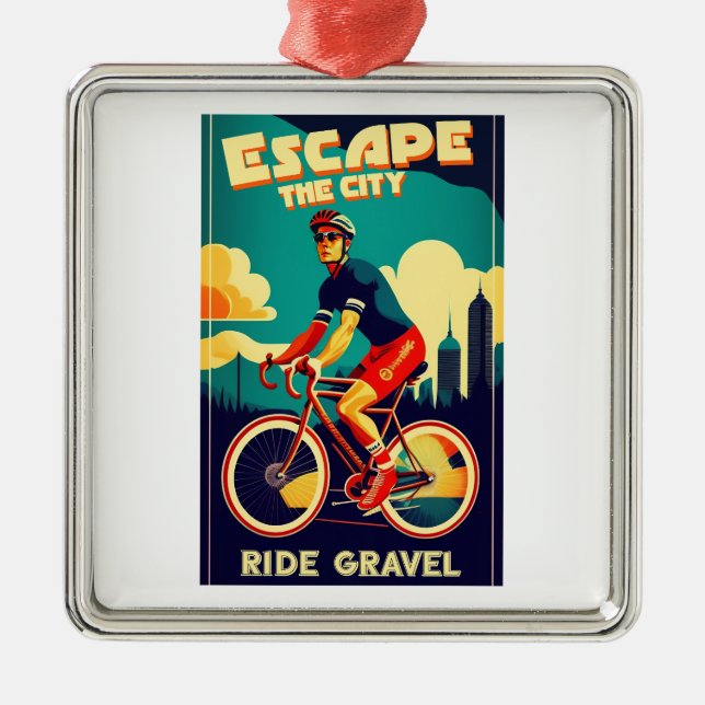 Escape The City Ride Gravel Cycling Metal Ornament (Front)