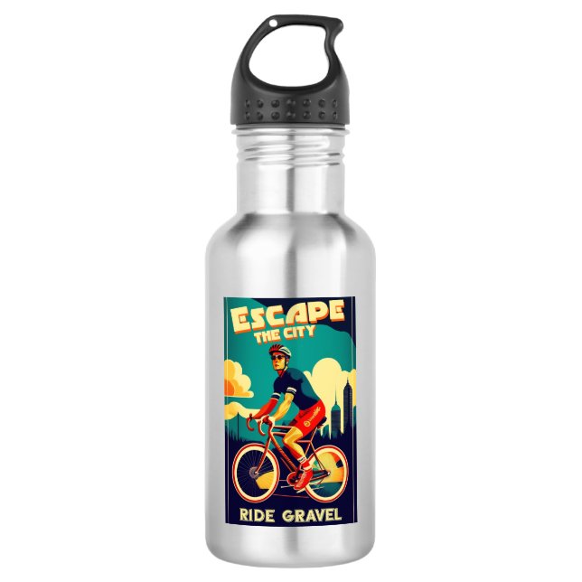Escape The City Ride Gravel Cycling Stainless Steel Water Bottle (Front)