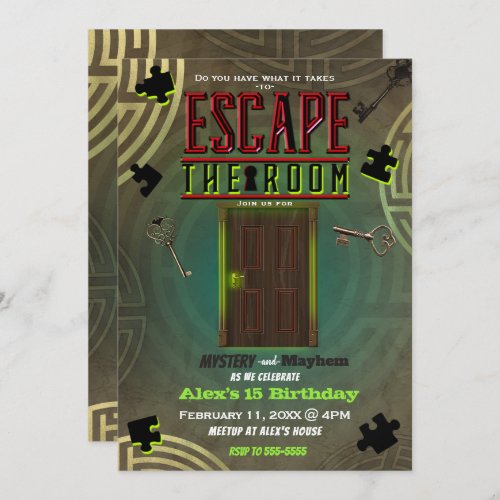 Escape the Room Murder Mystery Dinner Party Invitation
