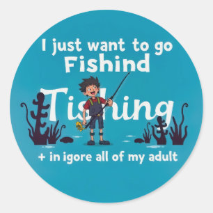 Escape to Childhood: The Joy of Fishing Classic Round Sticker