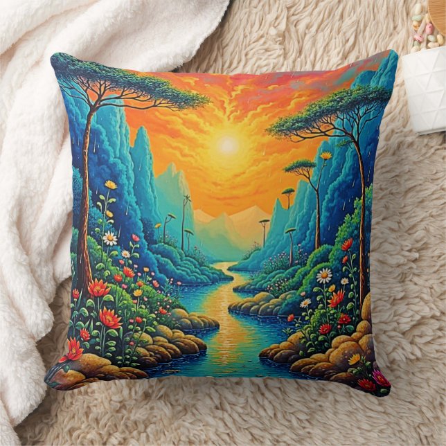 Escape to Nature Art Design Throw Pillow (Blanket)