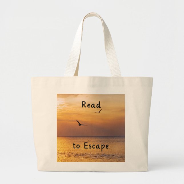 Escape to Read Tote Bag | Book Lover Reading Bag (Front)